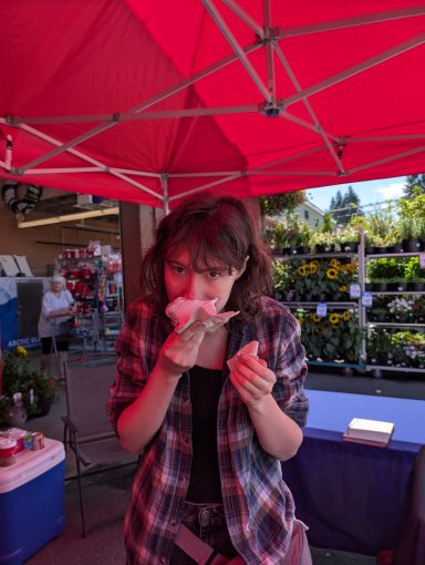 Volunteer Kaitlynn at our Lake Cowichan Country Grocer BBQ Hotdog Fundraiser